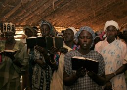 Singing. Church service in Yei, South Sudan.
